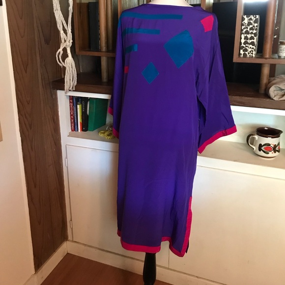 John Weitz Dresses & Skirts - John Weitz Vintage Purple Color Block Silk  Geometric Women's Dress size 4 NWOT
